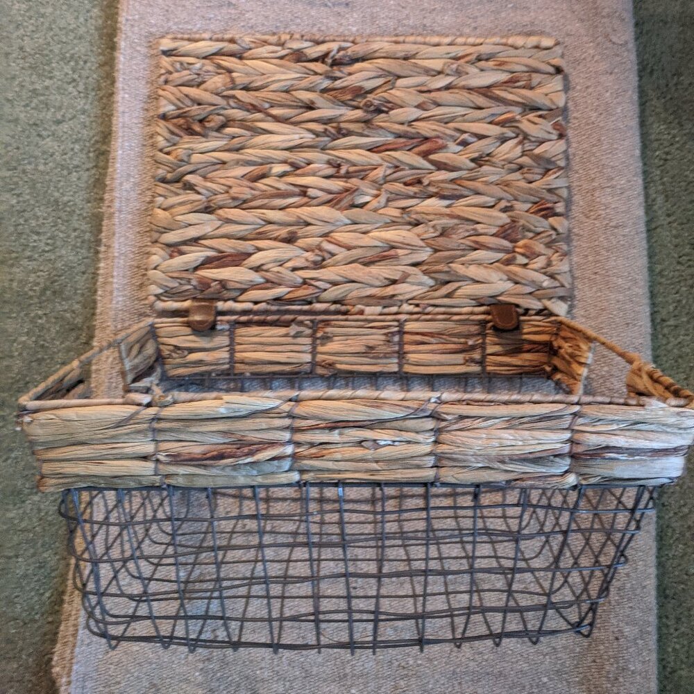 Breathable See-through Wired Gift Basket w/ Lid for Pet Cage Crate Storage Bin